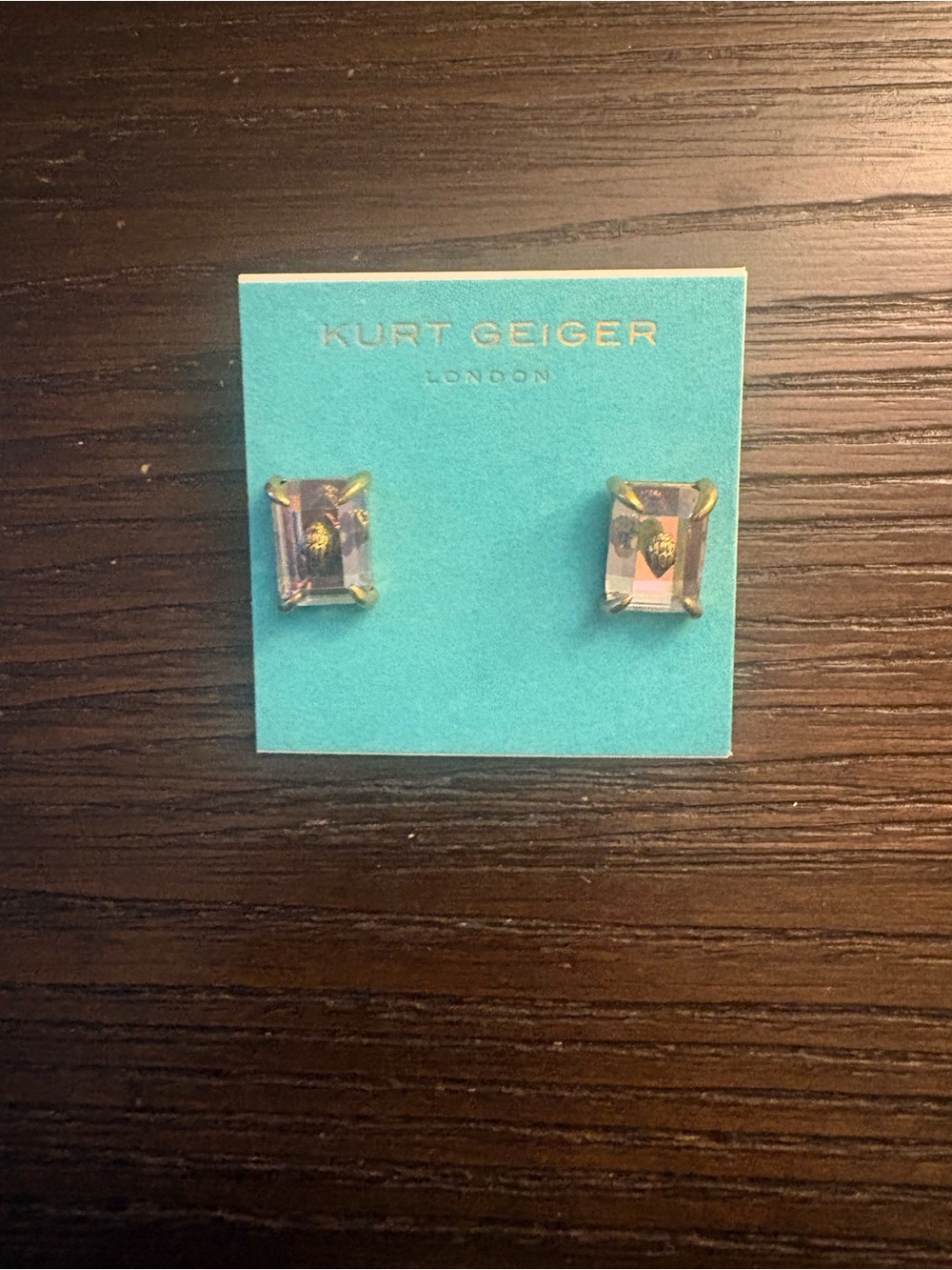 NEW Kurt Geiger Square-Cut Crystal Stud Earrings